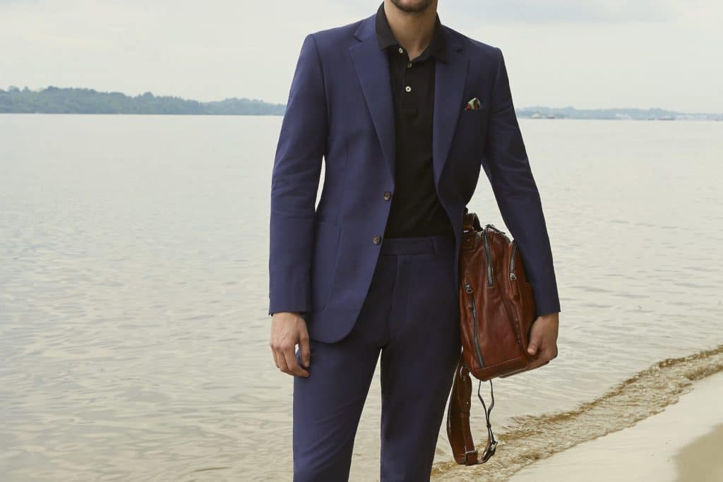 Outdoor weddings call for more casual suiting with lighter fabrics such as cotton, linen or light wools. 