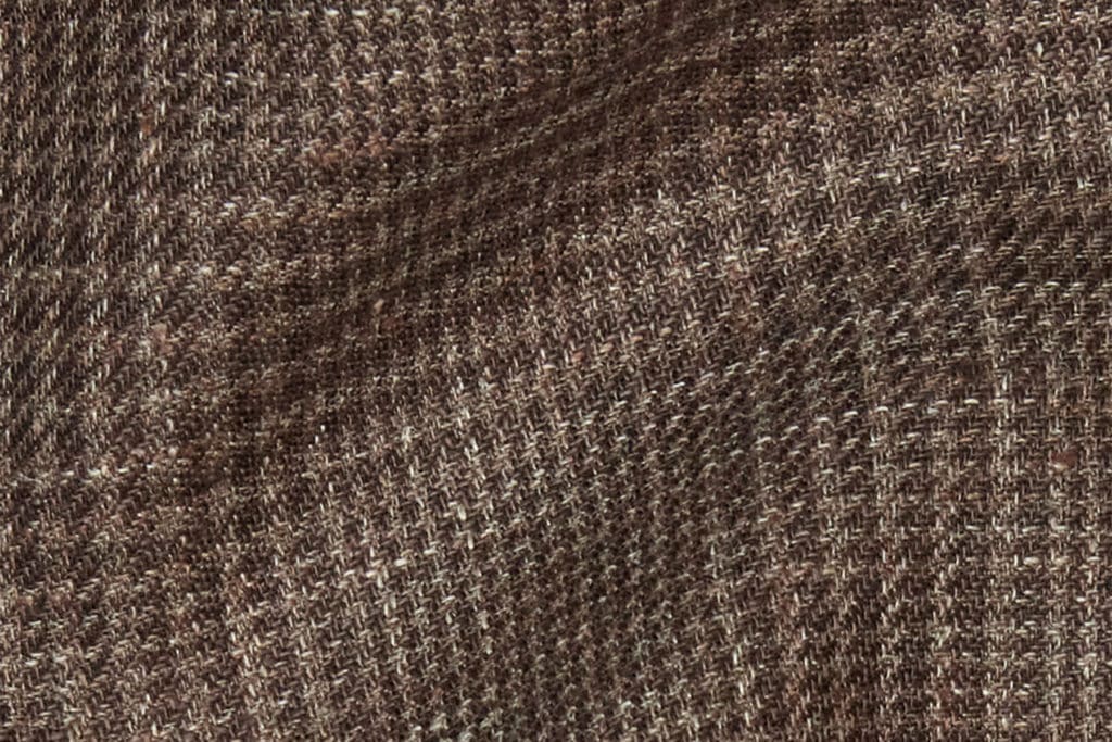 Chiapas OP 2302 is a brown glen plaid in a wool and linen blend fabric.