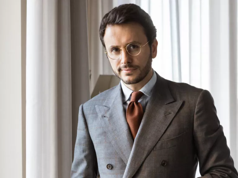 Fabio Attanasio in a bespoke Sartoria Esthes suit made with Chantico OP 2188. | Officine Paladino